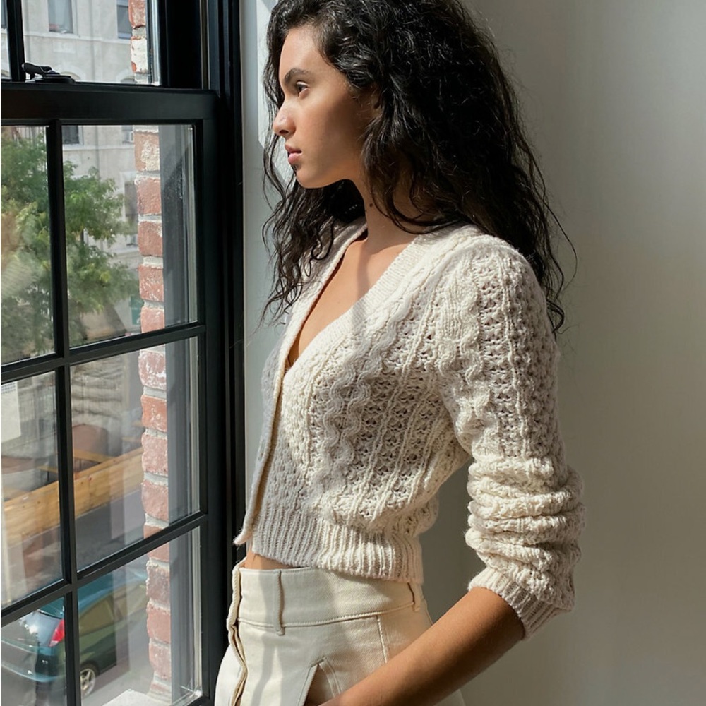Wilfred Adley Cream Cable Knit Cardigan sweater